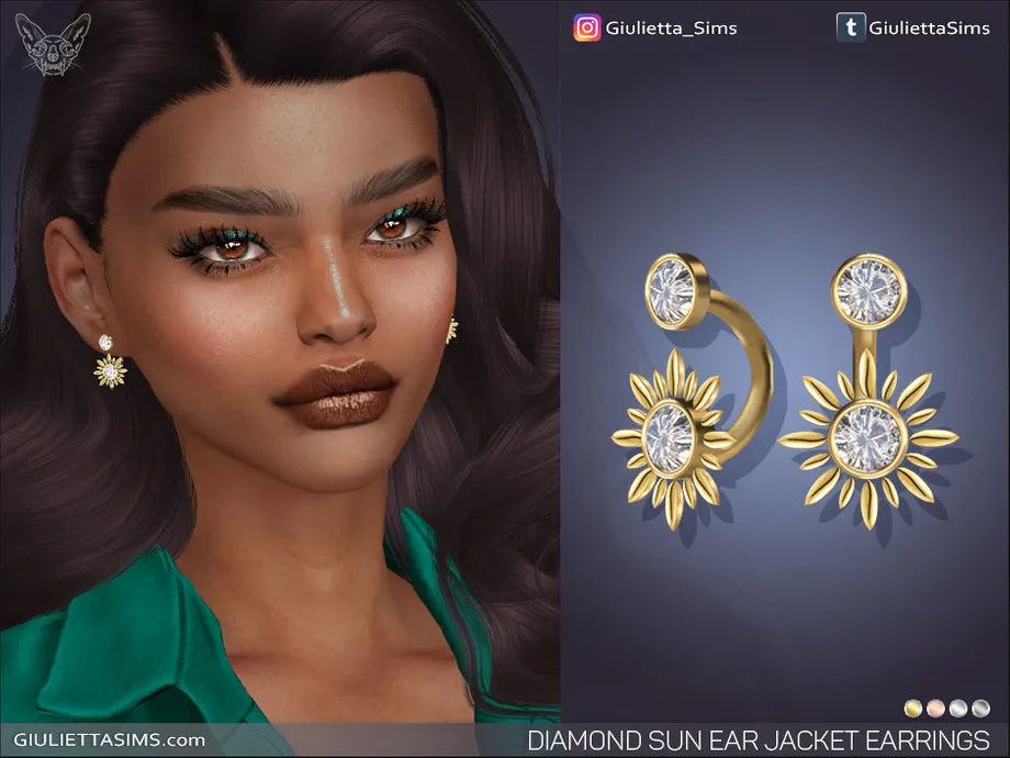 Diamond Sun Ear Jacket Earrings