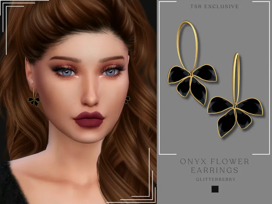 Onyx Flower Earrings