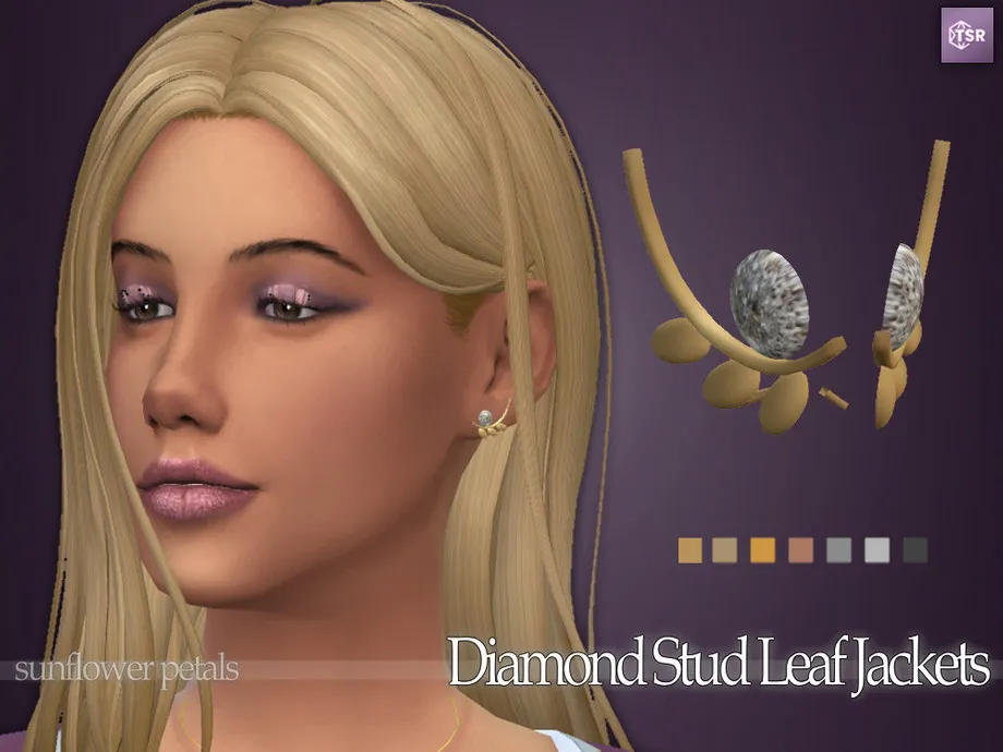 Diamond Stud Leaf Ear Jackets