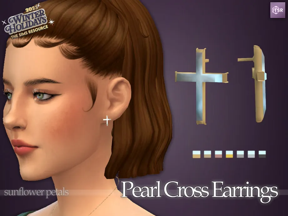 Pearl Cross Earrings
