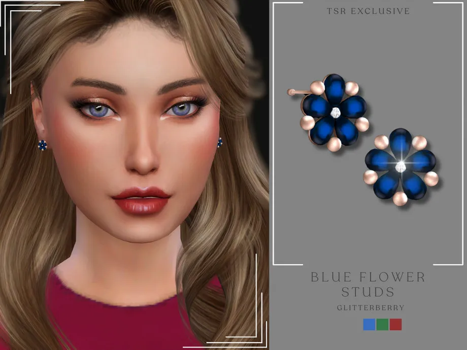 Blue Flower Studs