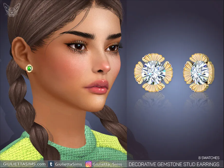 Decorative Gemstone Stud Earrings