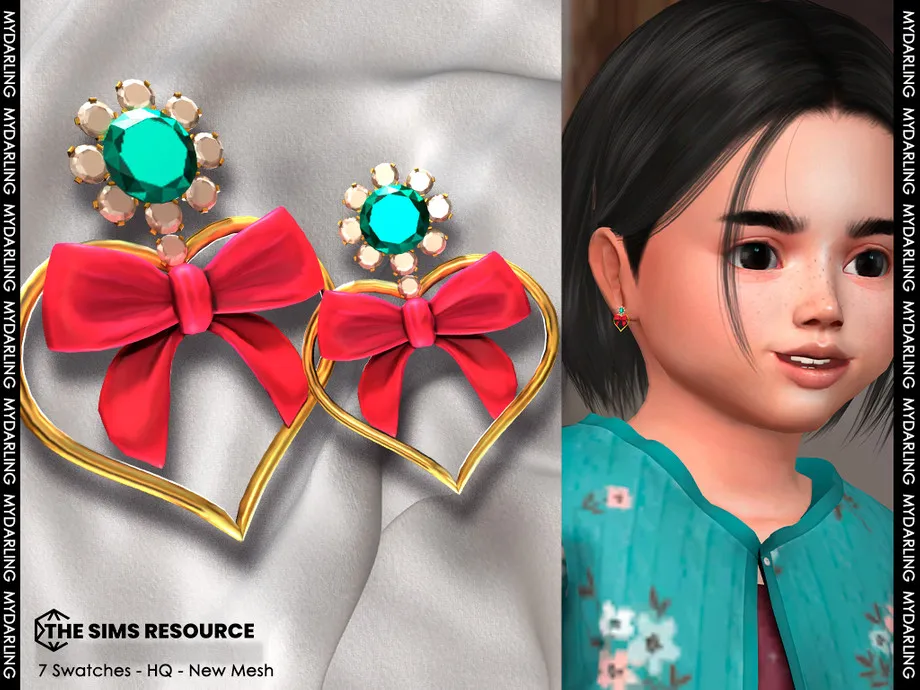 toddler gem heart earring NA384