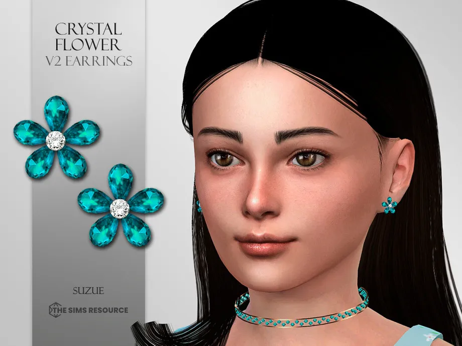 Crystal Flower V2 Earrings Child