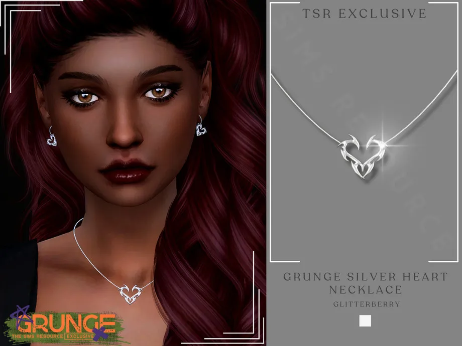Grunge Silver Heart Necklace