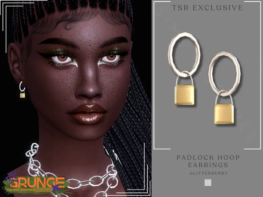 Grunge Padlock Hoop Earrings