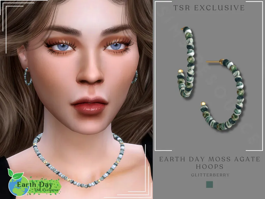 Earth Day Moss Agate Hoops