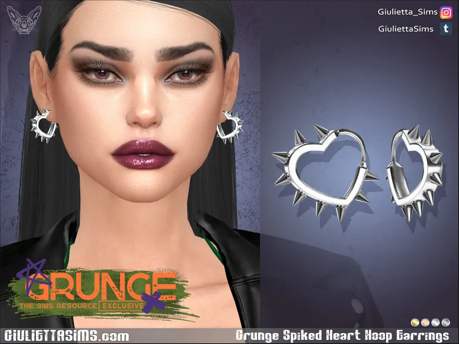 Grunge Spiked Heart Hoop Earrings