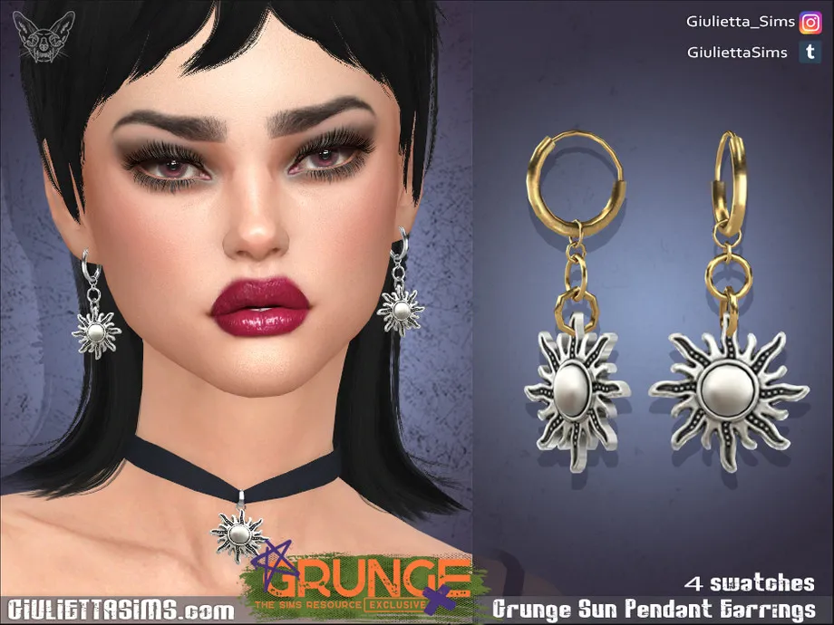 Grunge Sun Pendant Earrings