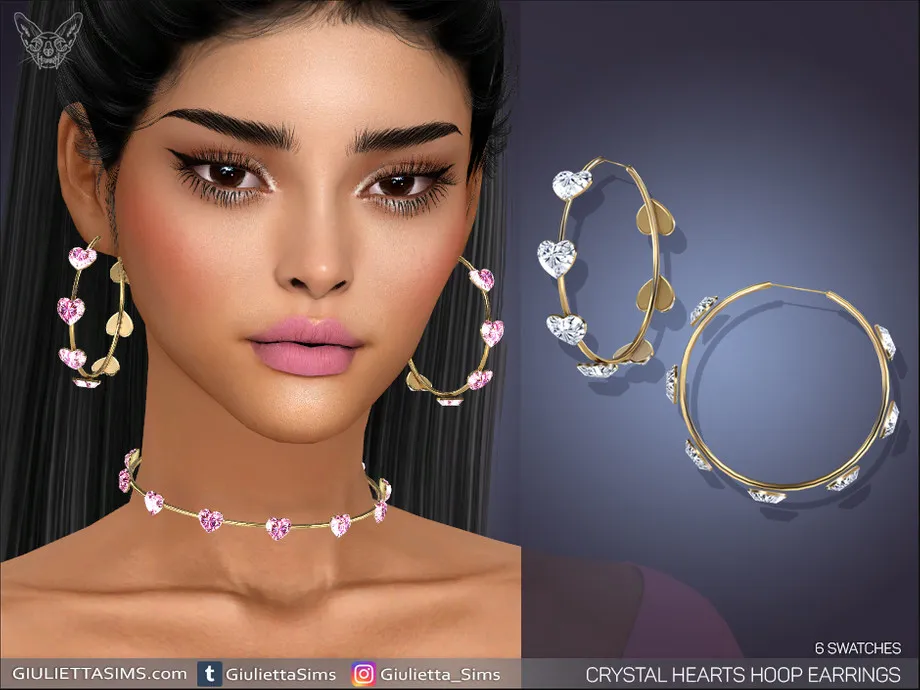 Crystal Hearts Hoop Earrings