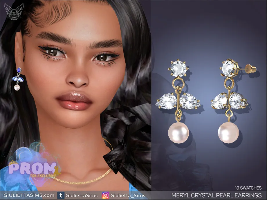 Meryl Crystal Pearl Prom Earrings