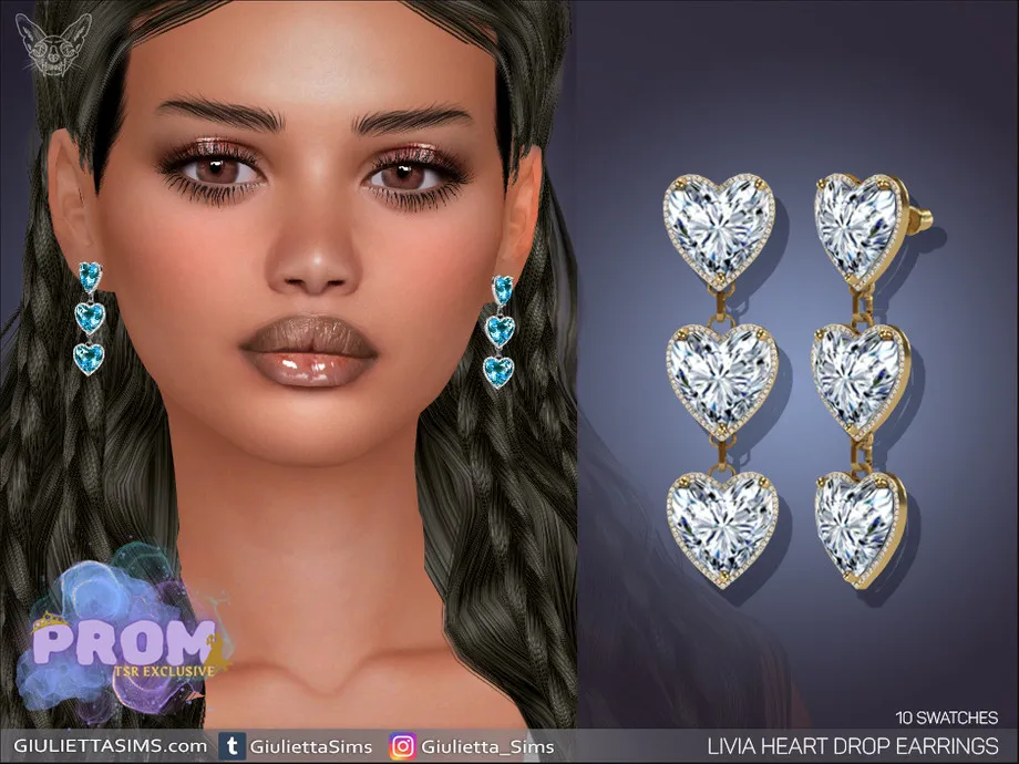 Livia Heart Drop Prom Earrings