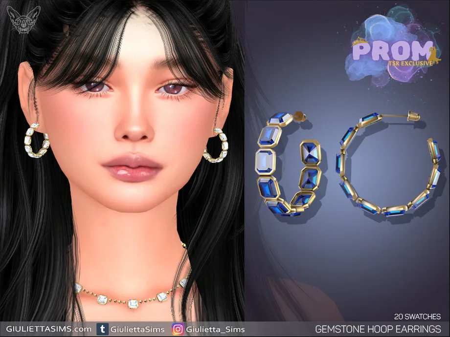 Gemstone Hoop Prom Earrings