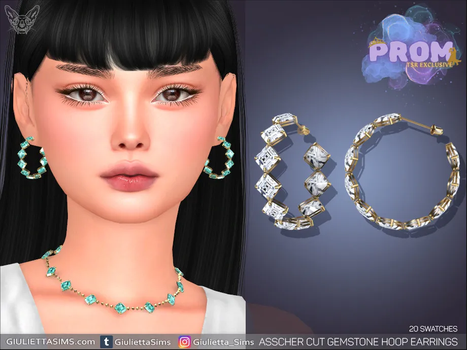 Asscher Cut Gemstone Hoop Prom Earrings