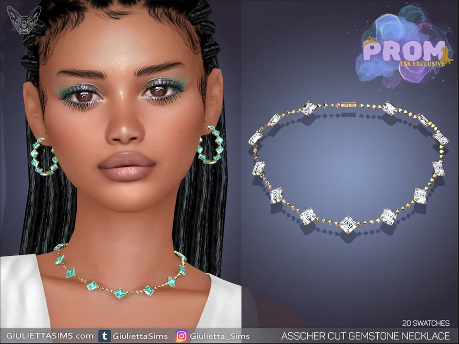 Asscher Cut Gemstone Prom Necklace