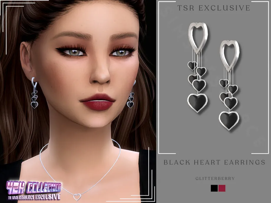 Y2K Black Heart Earrings