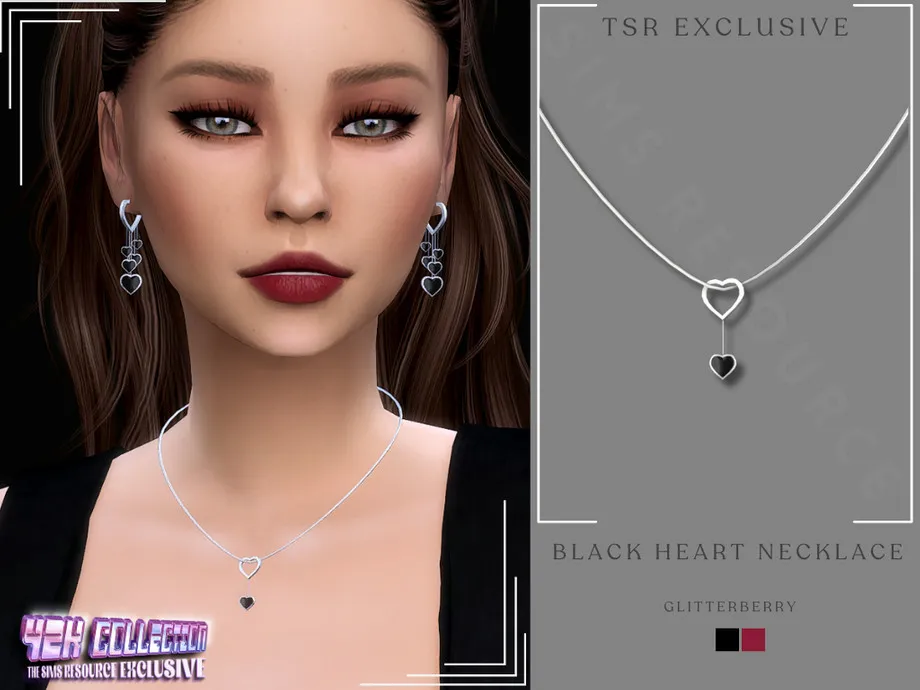 Y2K Black Heart Necklace
