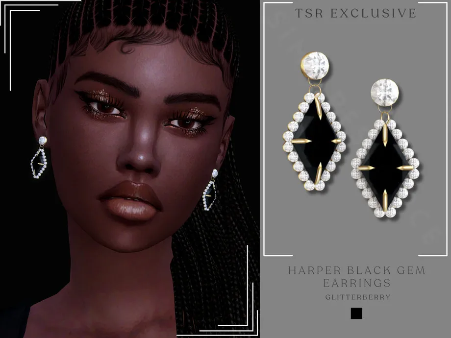 Harper Black Gem Earrings