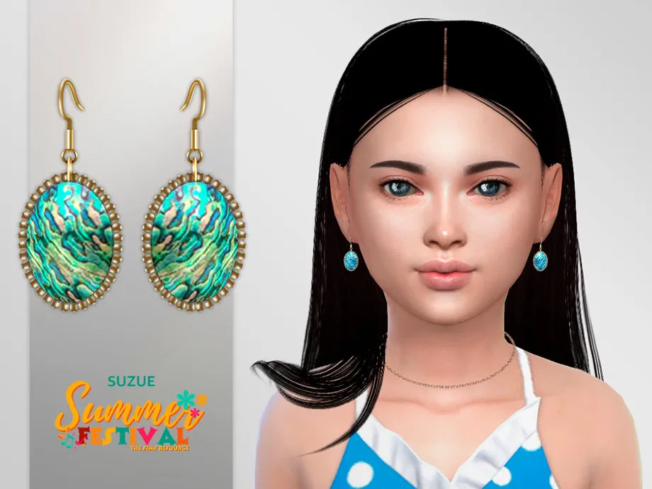Summer Festival Abalone Earrings Child