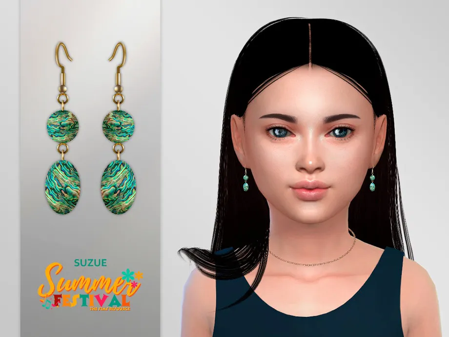 Summer Festival Abalone Earrings V2 Child
