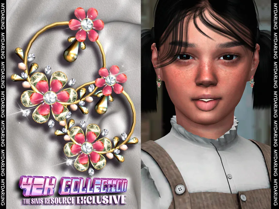 long gold earrings with jewels v1na089 - CHILD