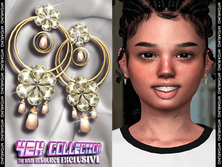 long gold earrings with jewels v3 na089 - CHILD