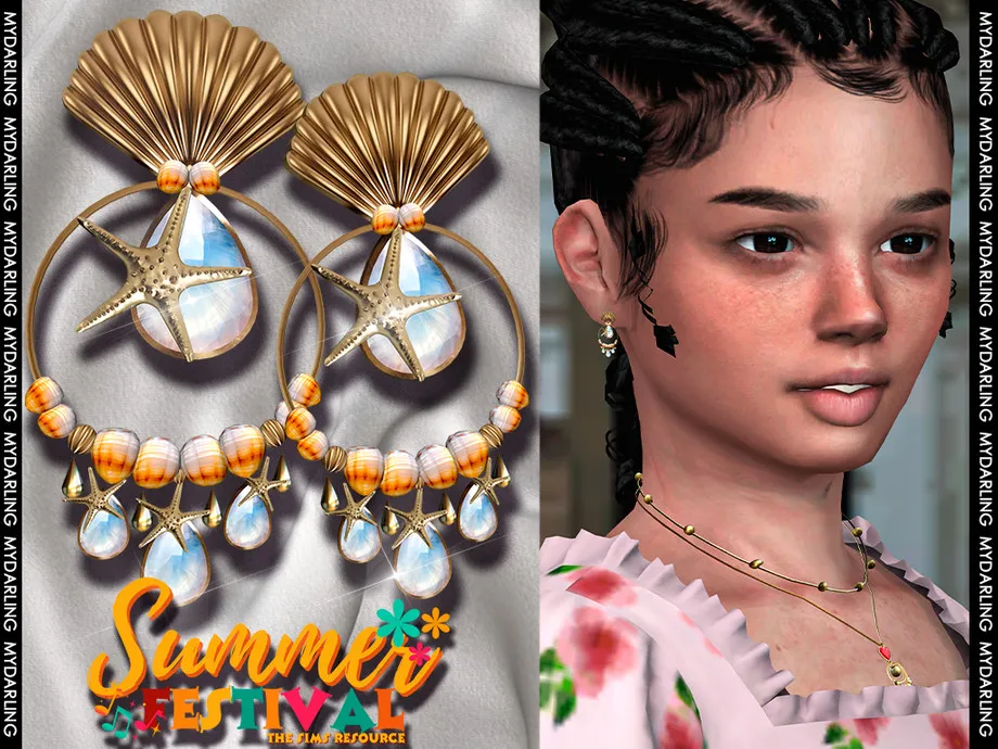 SUMMER -shell and starfish earrings na52 - CHILD