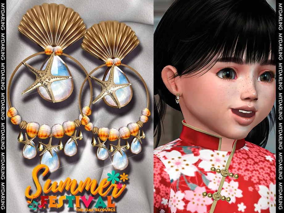 SUMMER -shell and starfish earrings na52 - TODDLER