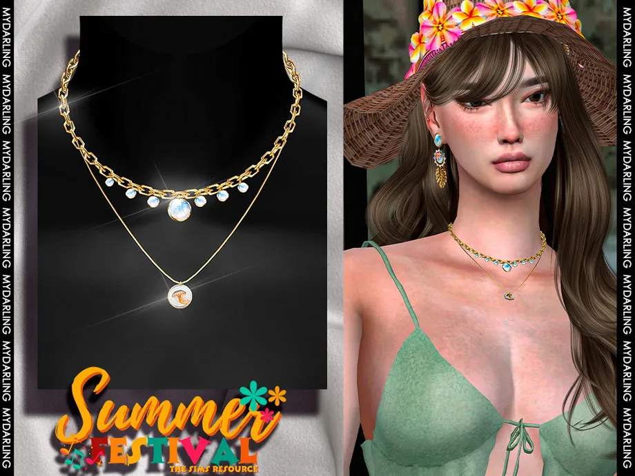 beach style two layer sea gold necklace set v2 - ADULT
