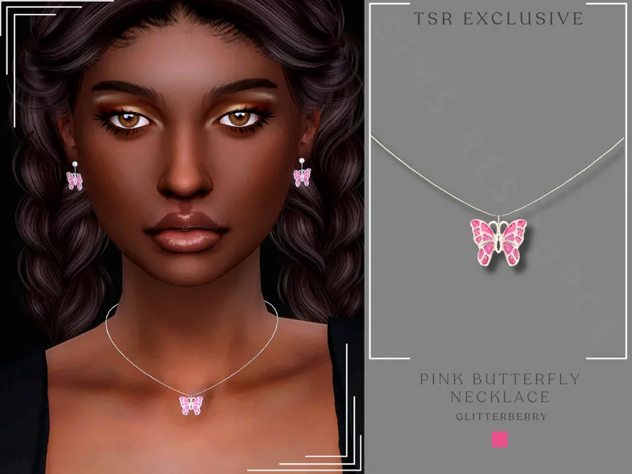 Pink Butterfly Necklace