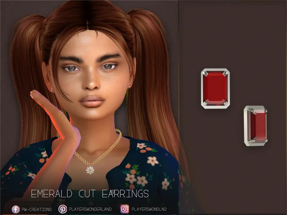 May Emerald Cut Earrings Kids
