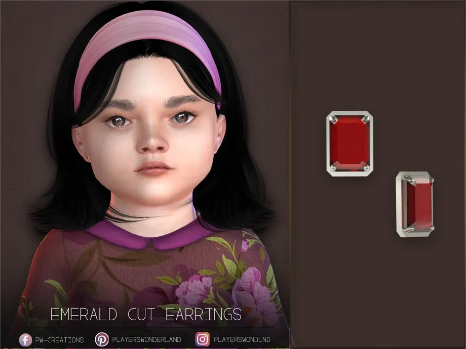 May Emerald Cut Earrings Toddlers