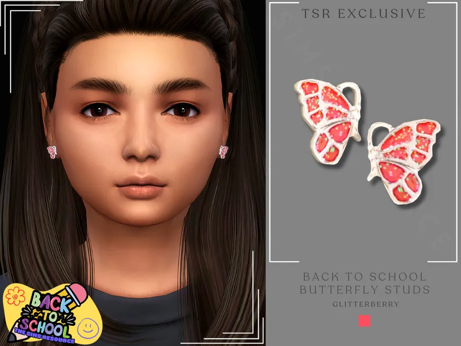 Back To School Pink Butterfly Earring- Child