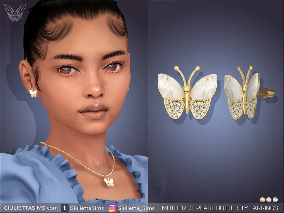 Mother Of Pearl Butterfly Earrings For Kids
