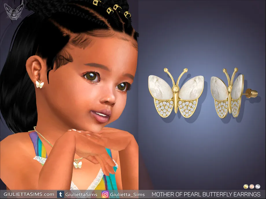 Mother Of Pearl Butterfly Earrings For Toddlers