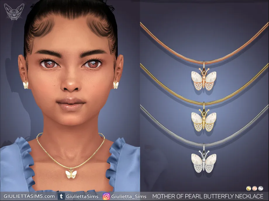 Mother Of Pearl Butterfly Pendant Necklace For Kids