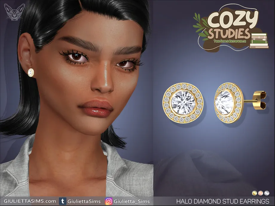 Cozy Studies - Halo Diamond Stud Earrings