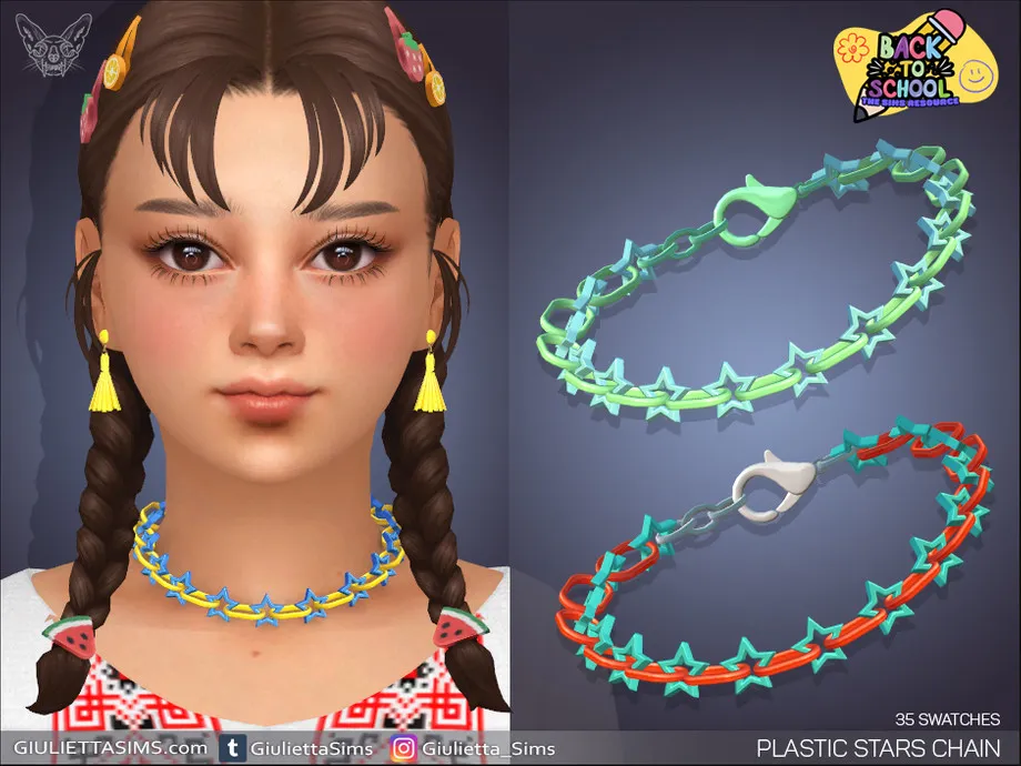 Back To School - Plastic Stars Chain Necklace For Kids