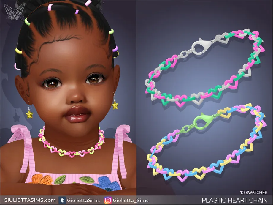 Plastic Heart Chain Necklace For Toddlers