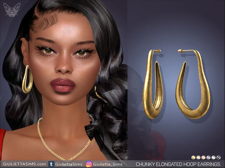 Chunky Elongated Hoop Earrings