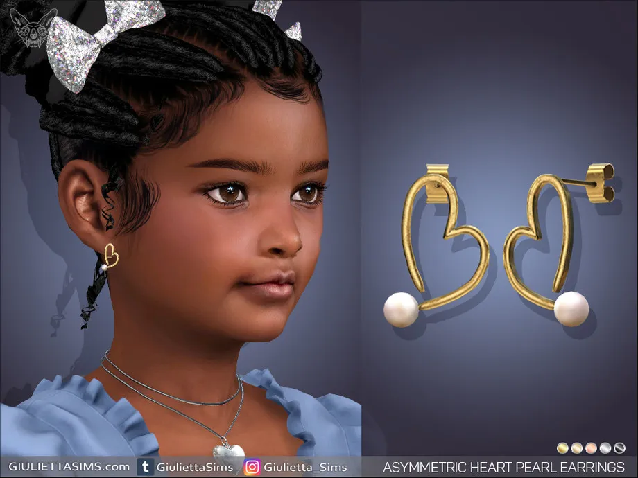 Asymmetric Heart Pearl Earrings For Kids
