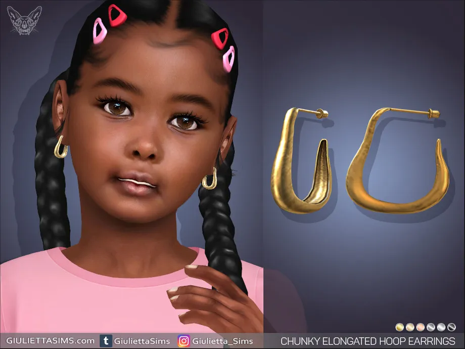 Chunky Elongated Hoop Earrings For Kids