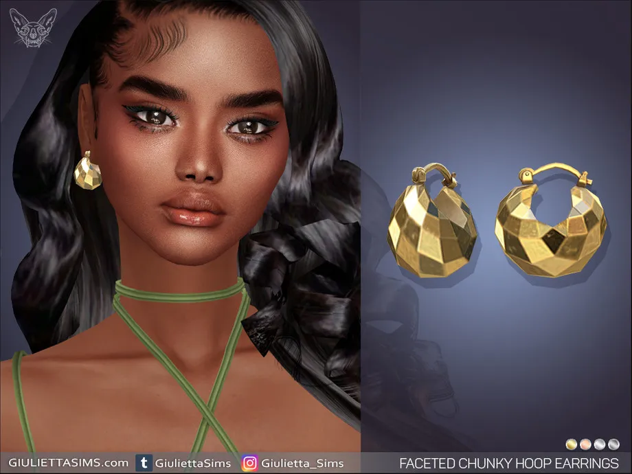 Faceted Chunky Hoop Earrings