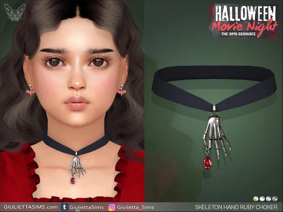 Halloween Movie Night - Skeleton Ruby Hand Choker For Kids