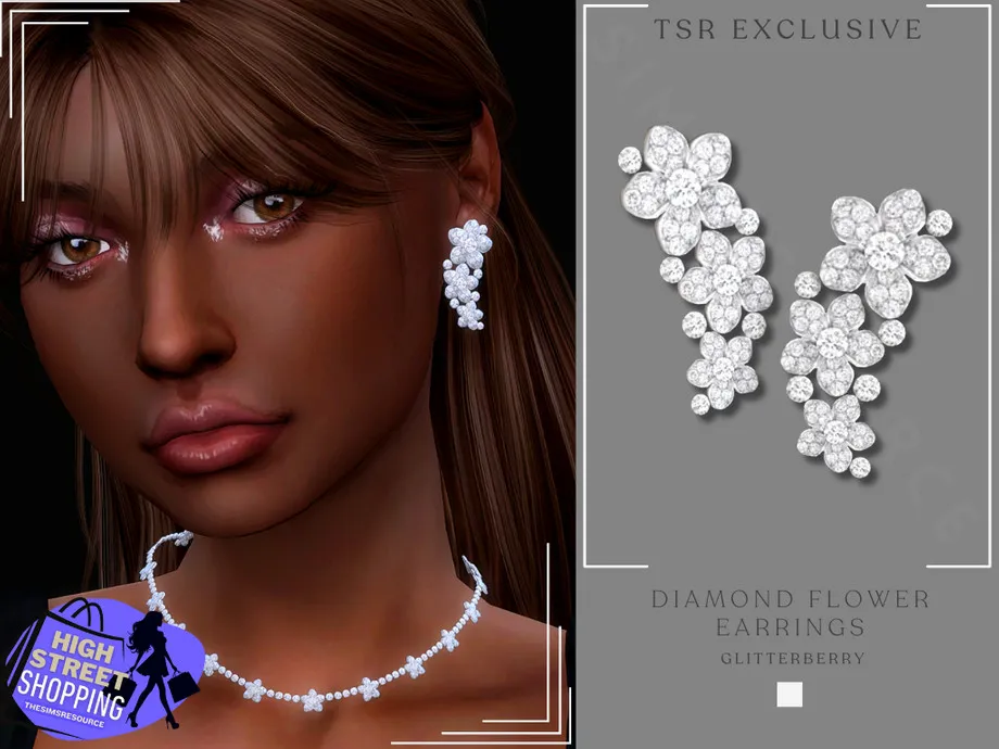High Street Shopping- Diamond Flower Earrings