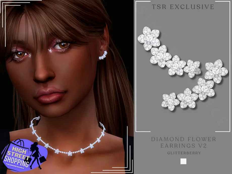 High Street Shopping- Diamond Flower Earrings v2