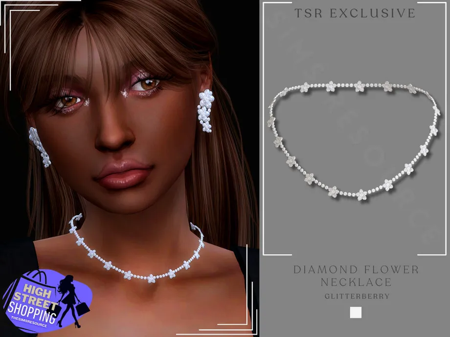 High Street Shopping- Diamond Flower Necklace