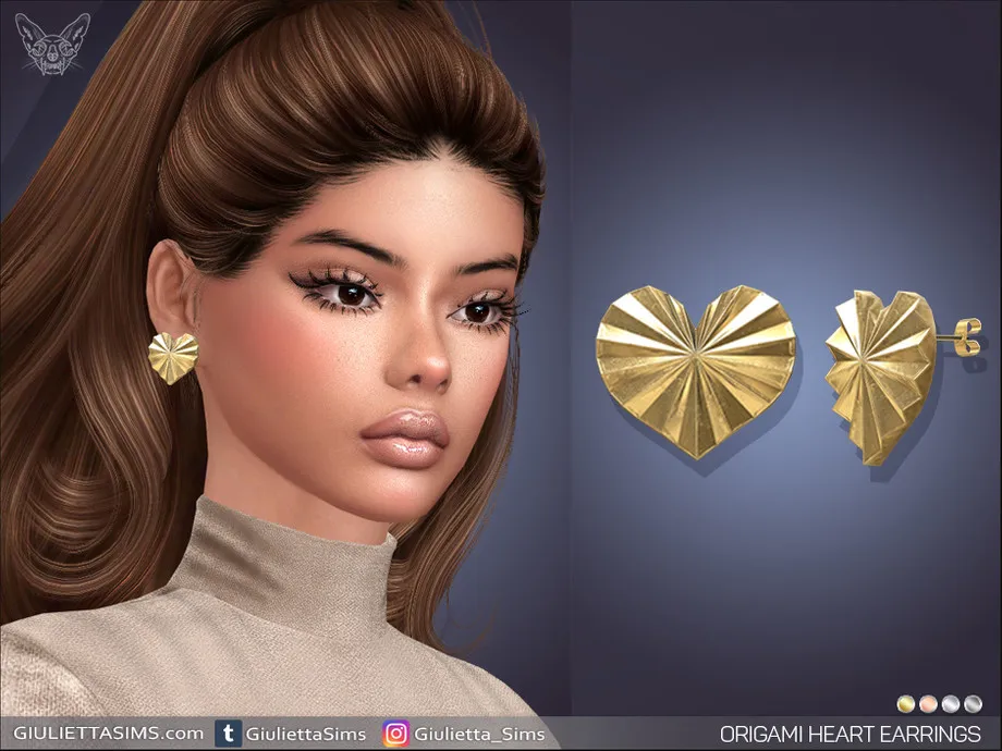 Origami Heart Earrings