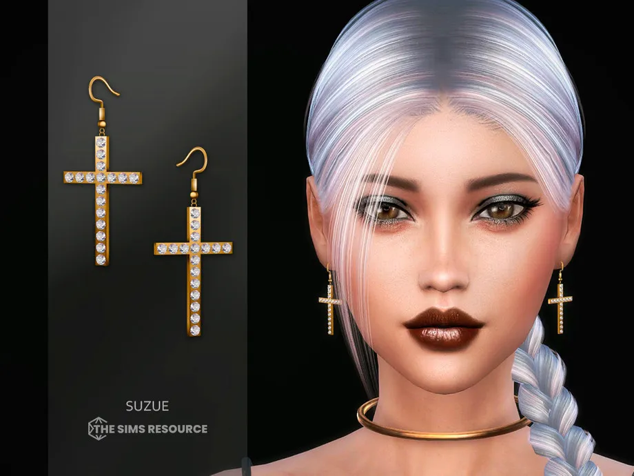 Cross with Crystals Earrings