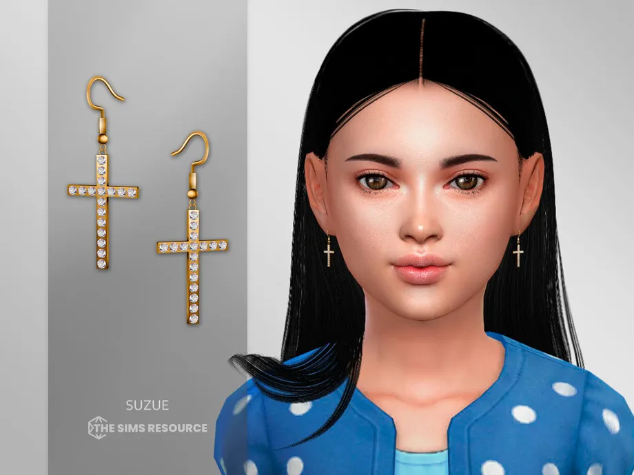 Cross with Crystals Earrings Child